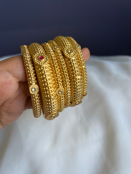 Ruby white Designer matte bangles set of 6