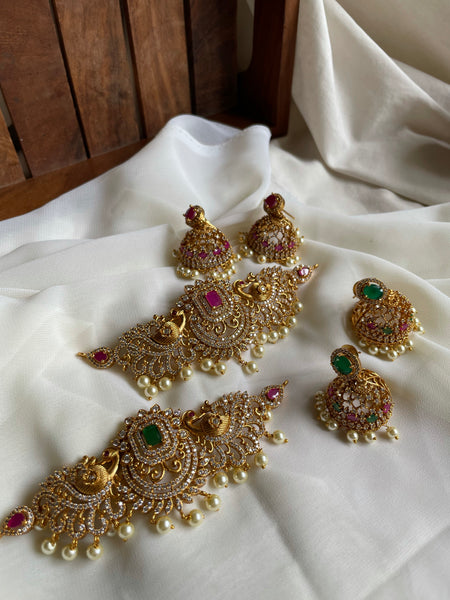 Ad stone regal choker with jhumkas