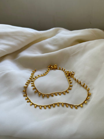 Golden tear drop anklets