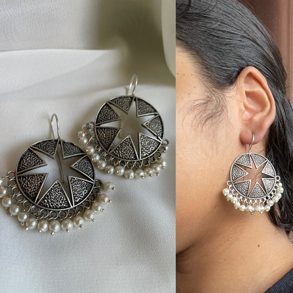 Pearl chakra hook earrings