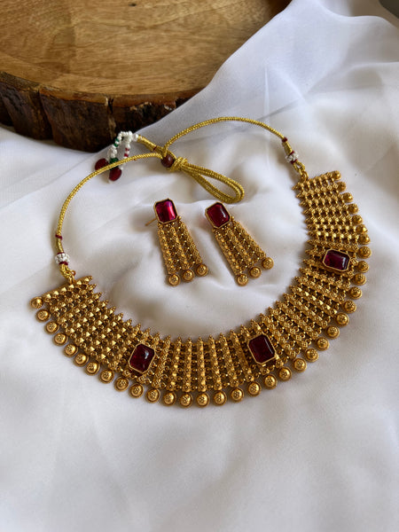 Premium bridal matte designer necklace with studs