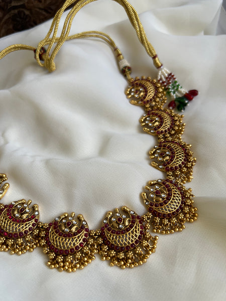 Kemp ruby chaand necklace with Jhumkas