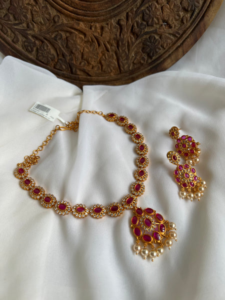 Kemp stone necklace with pendant with earrings