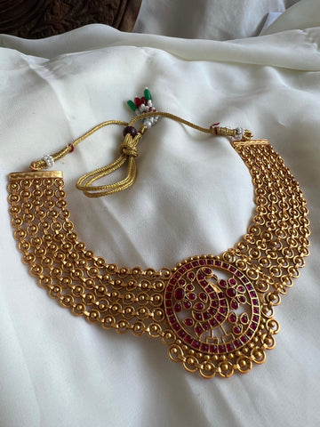 Kemp like matte peacock necklace with jhumkas