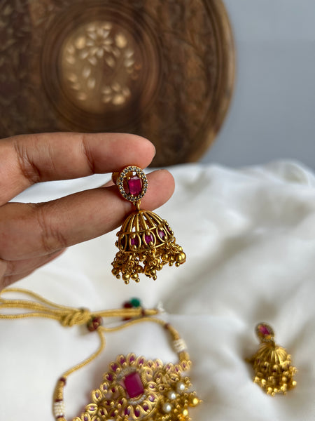 Kemp peacock choker with jhumkas