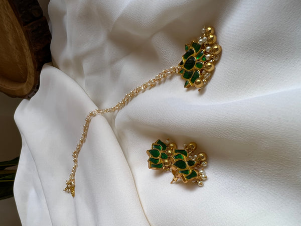 Kundan lotus mangalsutra with studs