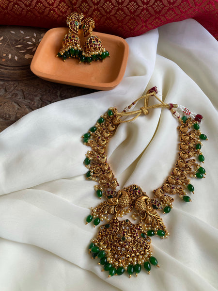 Premium Mayoora with kemp Jhumkas