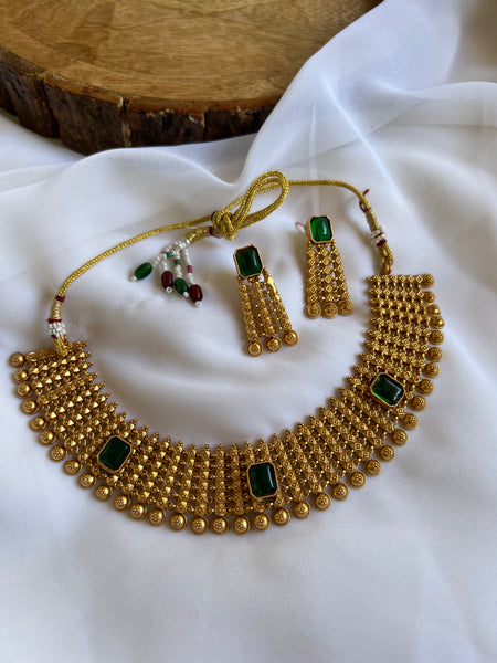 Premium bridal matte designer necklace with studs