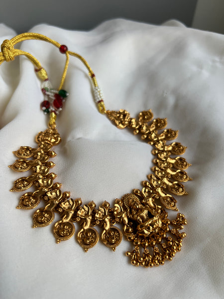 Lakshmi elephant matte necklace with jhumkas