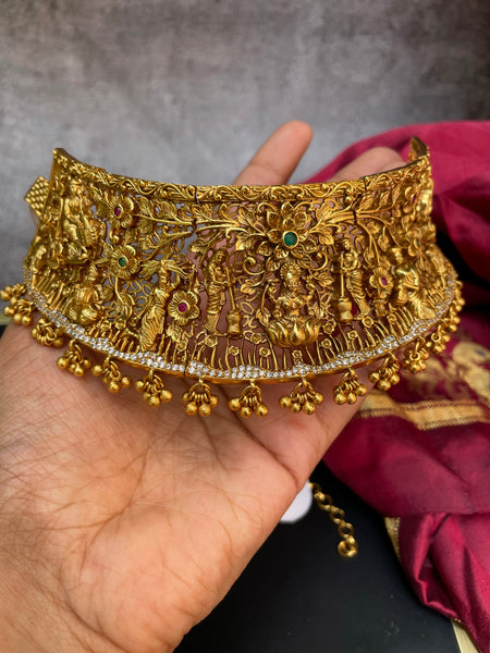 Lakshmi cutwork full neck choker with earrings