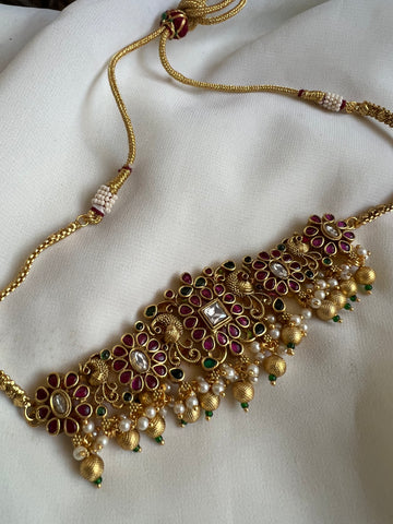 Kemp flower Jadau like choker with earrings