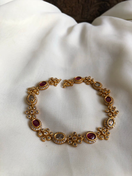 Oval stone choker with studs