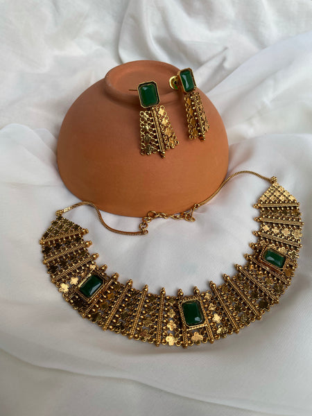 Designer gold bridal Necklace with earrings