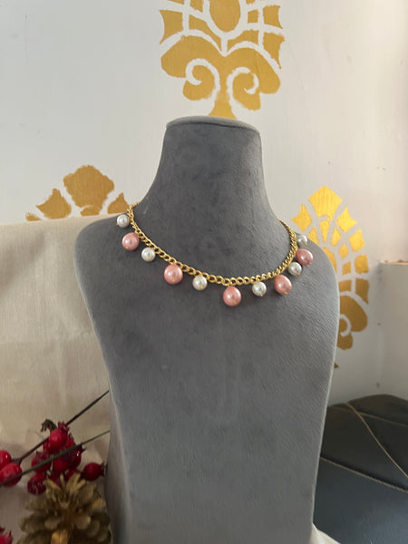 Pink Pearl chunky bead maala