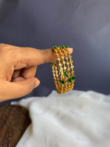 Emerald stone bangles set of 4