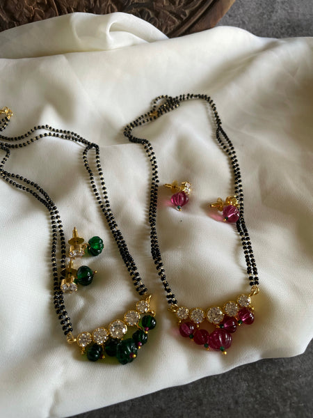5 stone mangalsutra with studs(3 Colors)