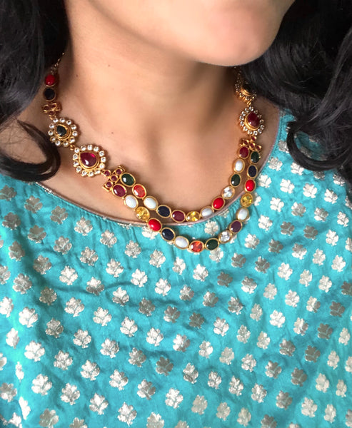 Grand navaratna necklace set