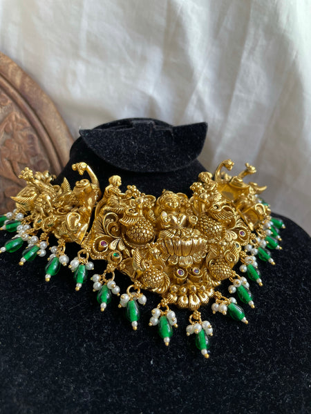 Intricate antique Lakshmi temple necklace with earrings