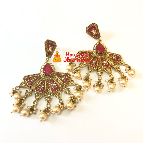 Enamel chaandbalis with pearls