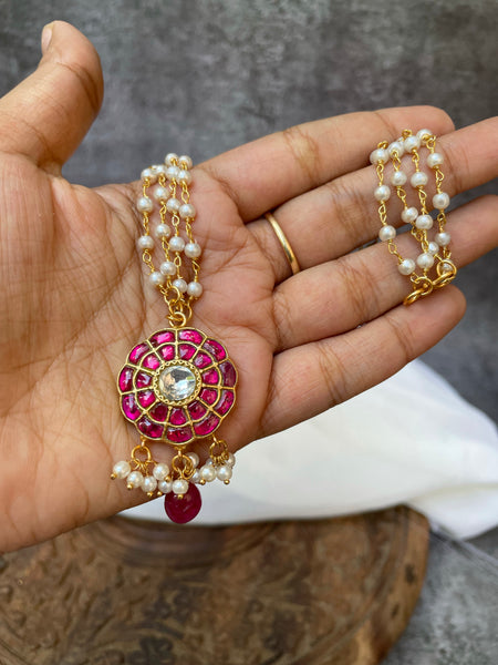 Kundan flower pendant maala