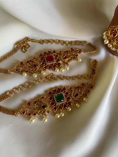 Square stone delicate choker with Jhumkas