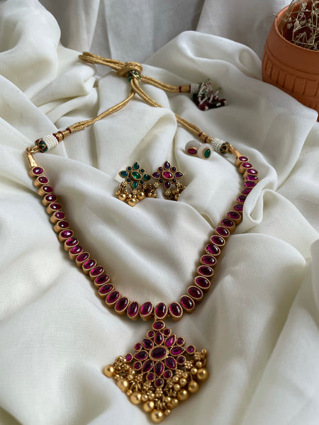 Reversible Kemp attigai with pendant and studs