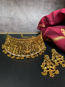 Lakshmi cutwork full neck choker with earrings