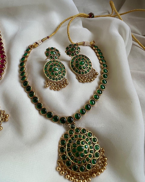 Round kemp stone attigai with earrings