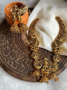 Antique temple haram with jhumkas