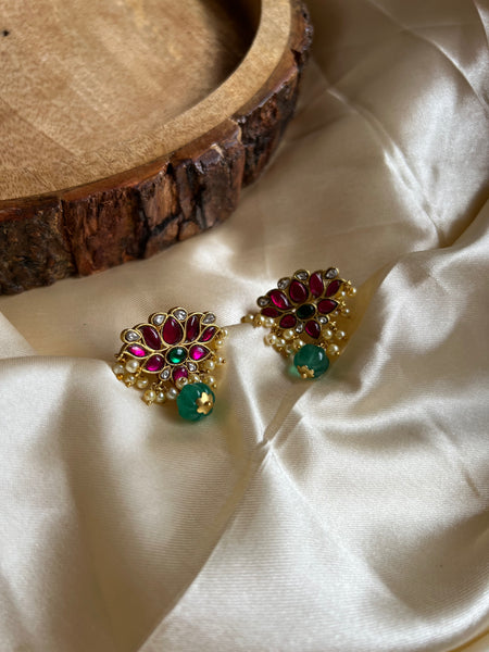 Kundan lotus studs -Small