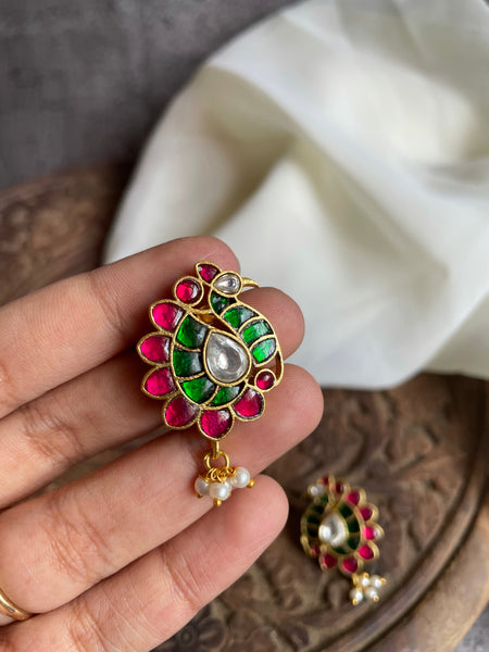 Kundan peacock jhumkas