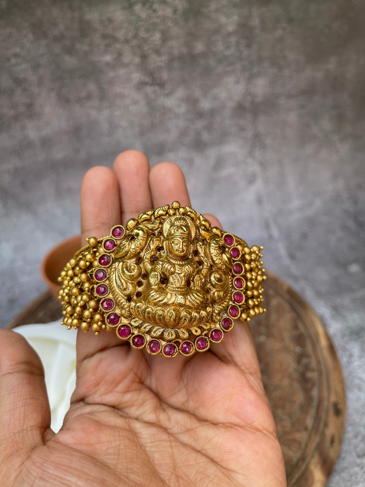 Nagas Lakshmi cluster bead semi bangle