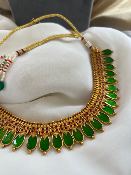 Kerala style Palaka necklace with jhumkas