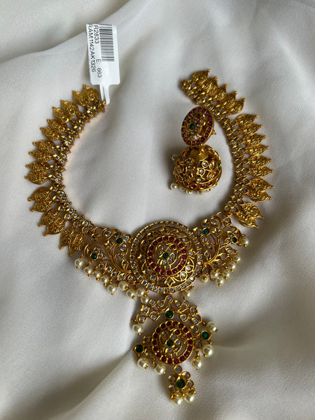 Lakshmi coin chakra necklace with jhumkas