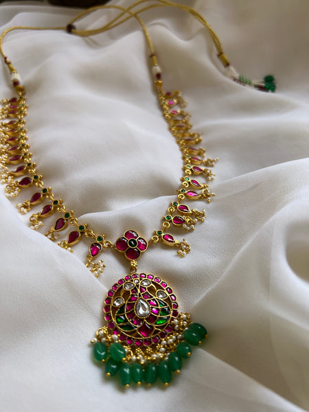 Kundan peacock tear drop maala