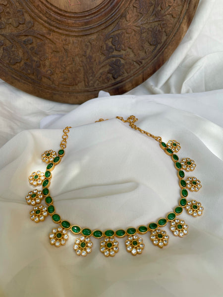 Elegant flower necklace with studs- Design C