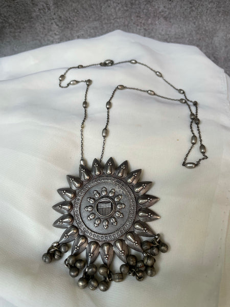 Antique chakra pendant maala with Jhumkas