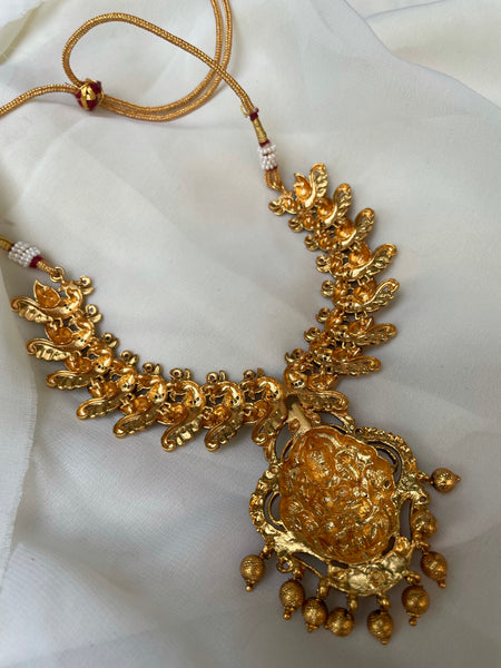 Nagas Lakshmi peacock necklace with studs