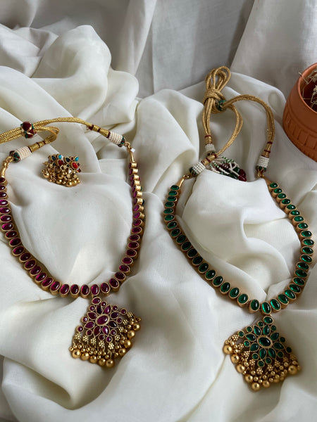 Reversible Kemp attigai with pendant and studs