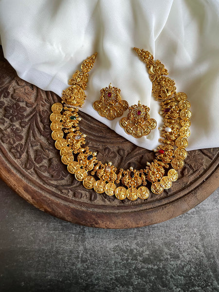 Navaratna Lakshmi coin necklace with earrings