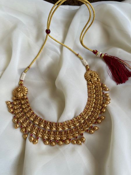 Two layer Lakshmi necklace with peacock details