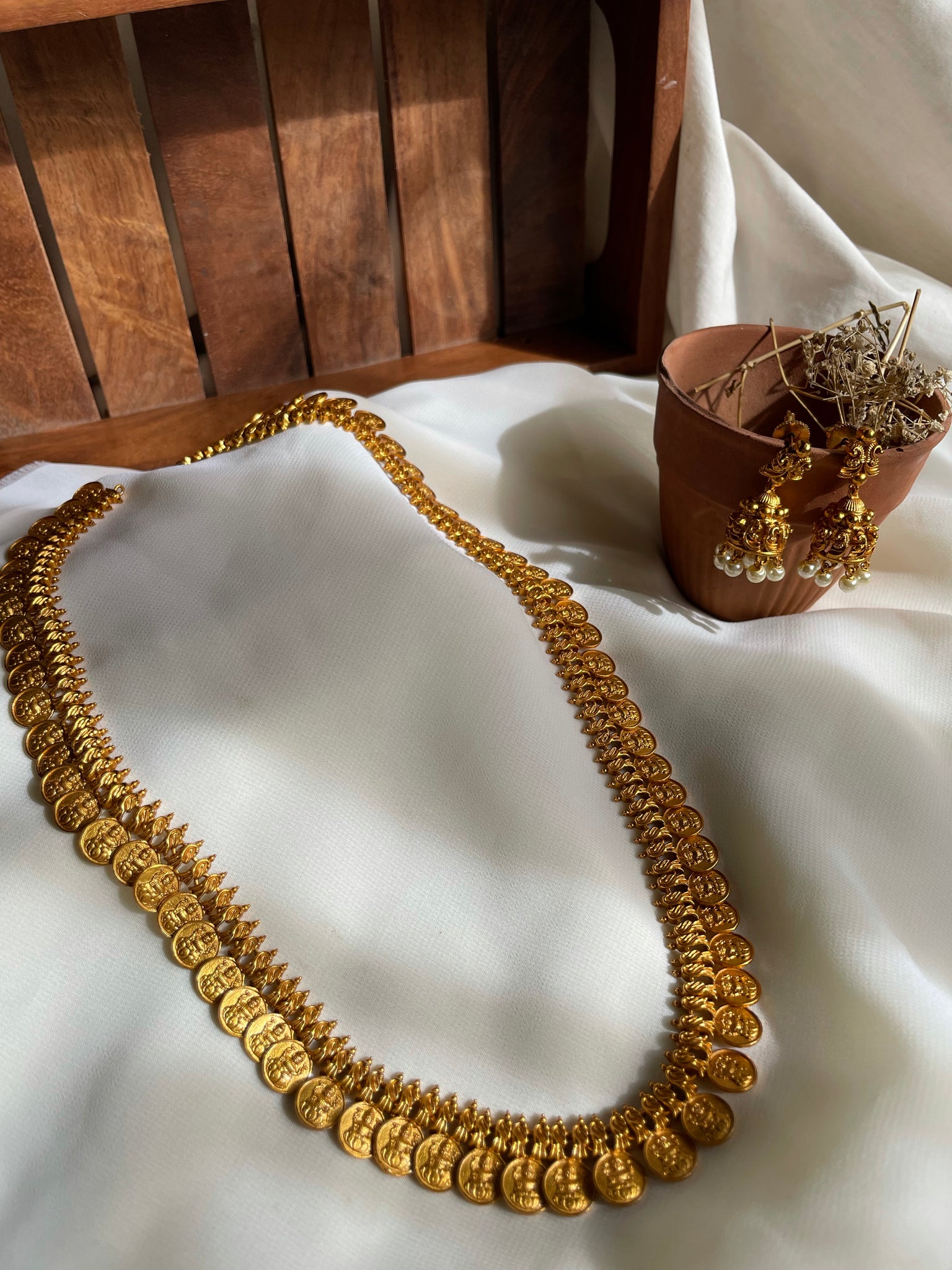 Lakshmi coin Haram with Jhumkas House of Jhumkas