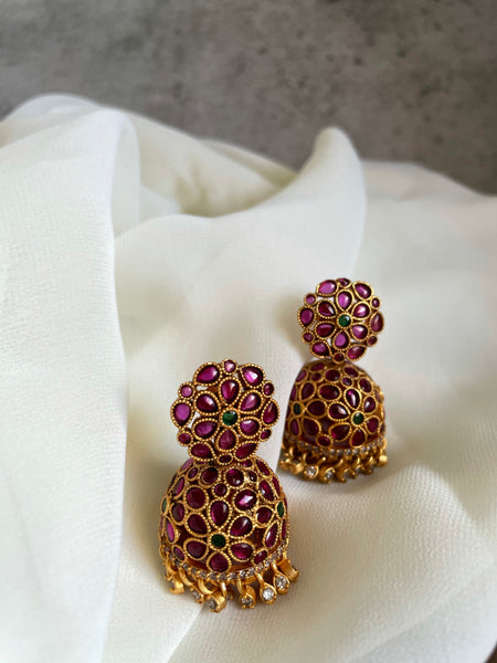 Kemp flower Rotating Jhumkas - 2 Colors