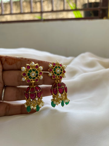 Kundan chakra Jhumkas