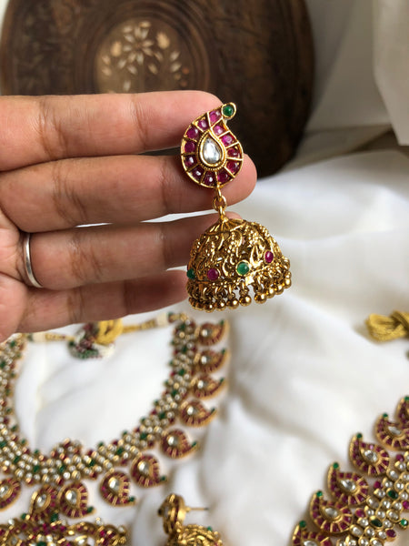 Premium Kemp manga necklace with Jhumkas