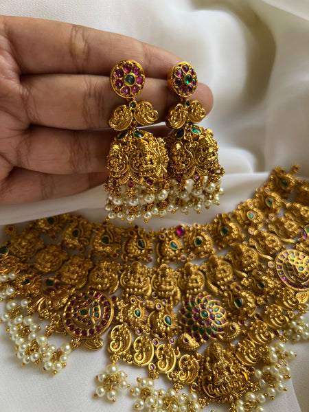 Lakshmi kemp flower necklace with Jhumkas