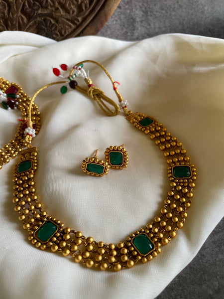 Designer antique necklace with studs