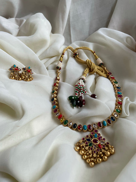 Reversible Kemp attigai with pendant and studs