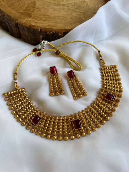 Premium bridal matte designer necklace with studs