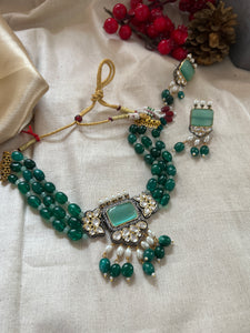 Designer polki like statement choker with studs